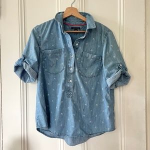 TOMMY HILFIGER Denim Anchor Print Size Shirt, Blue, Size L